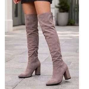 DOLCETTA Gray OLIVIA Suede Over The Knee Silver Studded Size 11 Boots